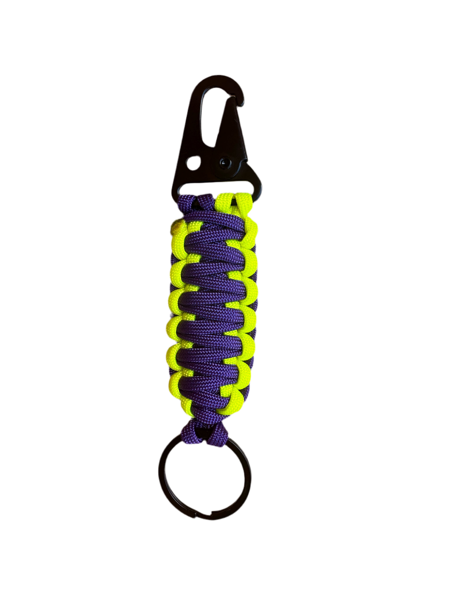 Llavero Paracord Amarillo Neón/Morado con Mosquetón