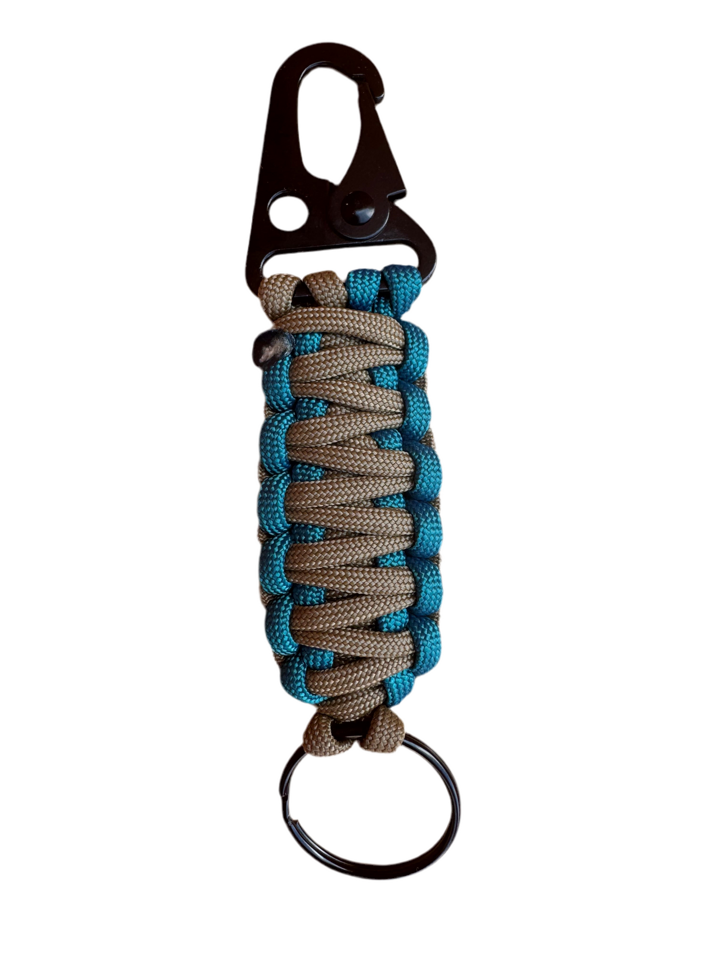 Llavero Paracord Beige/Azul metálico con Mosquetón