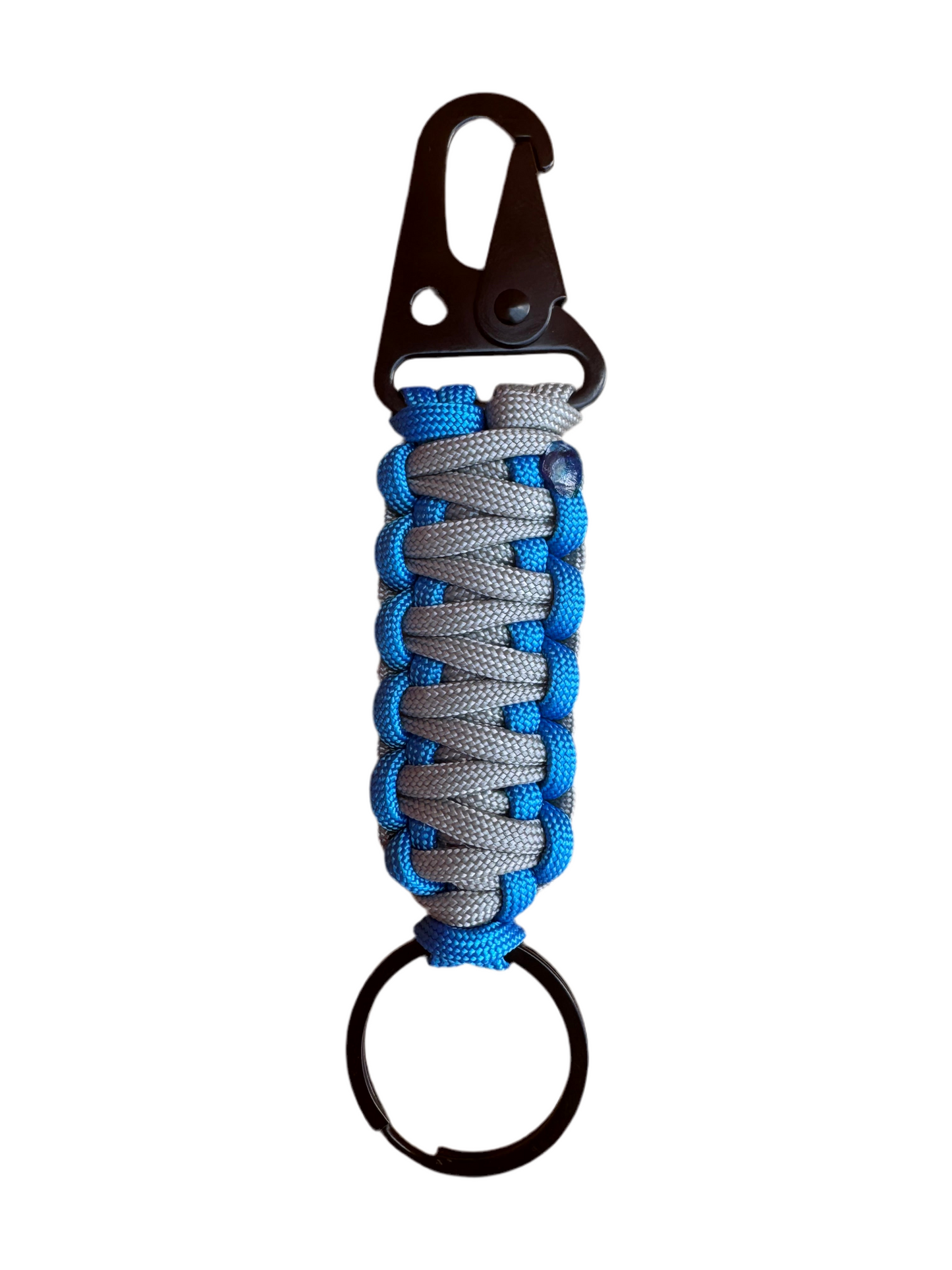 Llavero Paracord Gris/Azul con Mosquetón