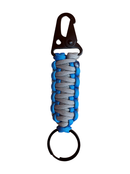 Llavero Paracord Gris/Azul con Mosquetón