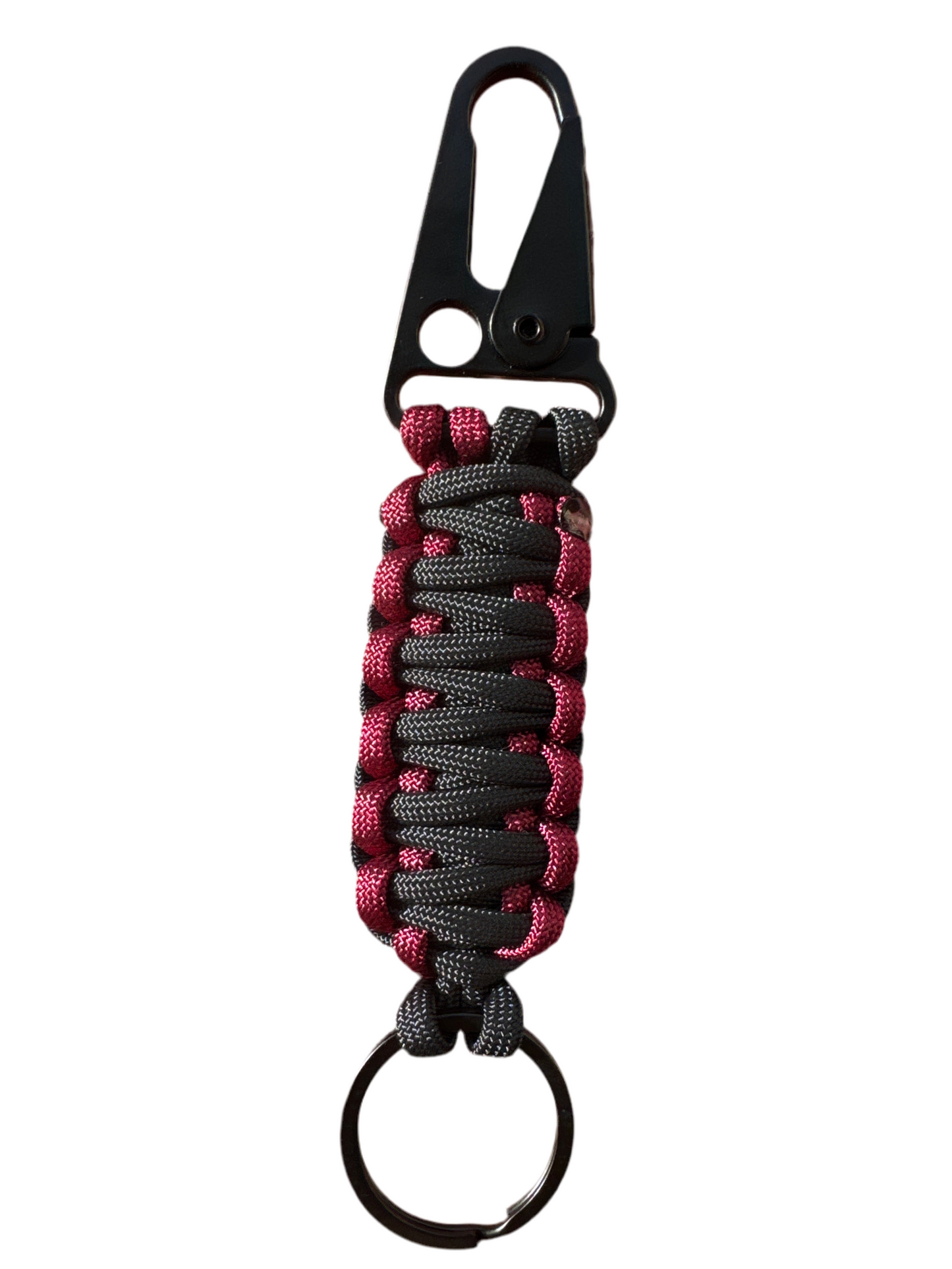 Llavero Paracord negro/granate con Mosquetón