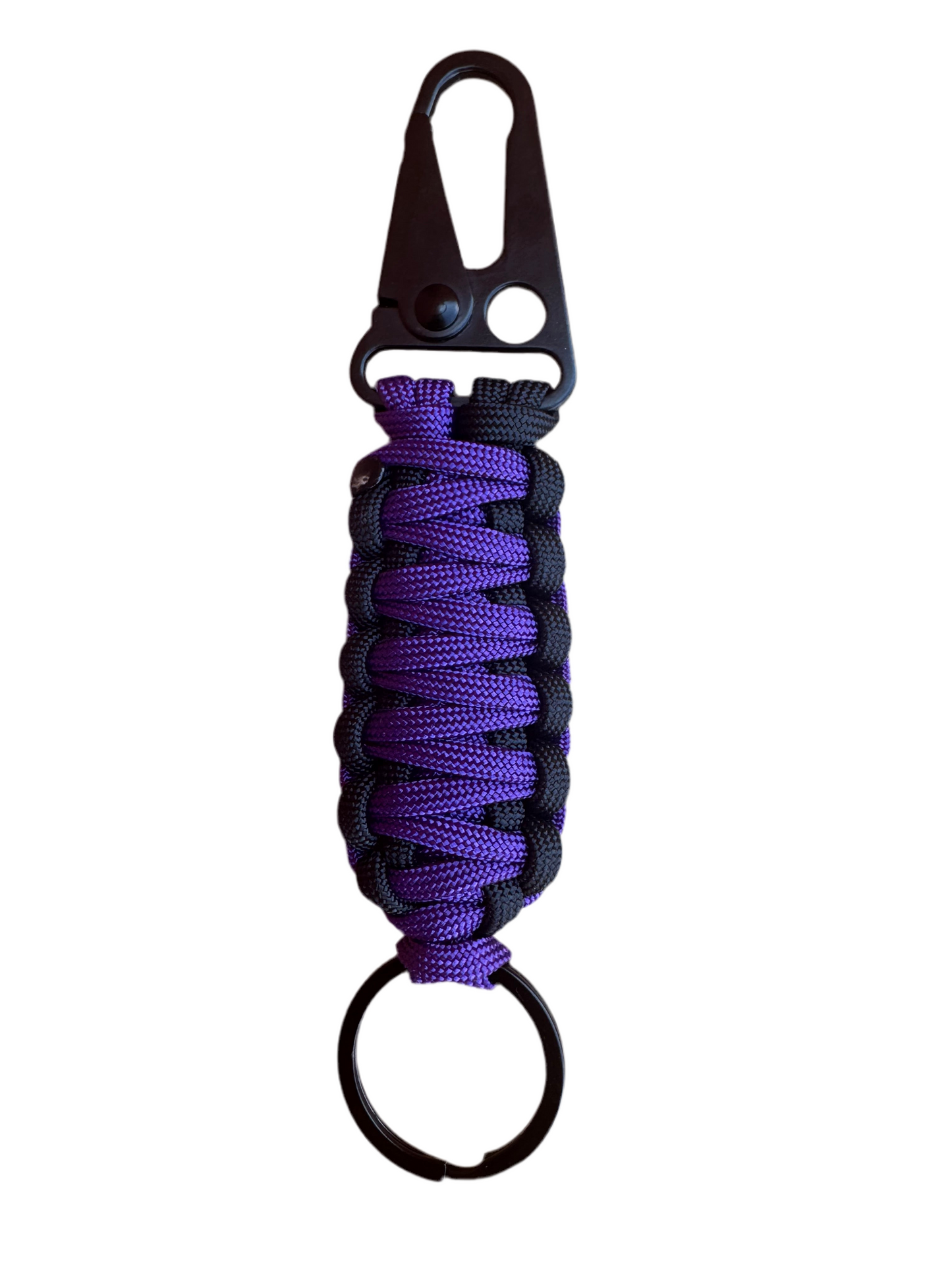 Llavero Paracord Negro/Morado con Mosquetón