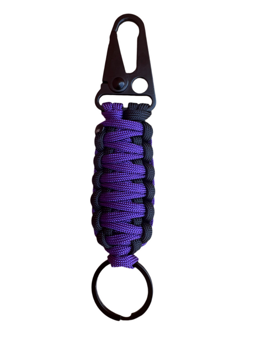 Llavero Paracord Negro/Morado con Mosquetón