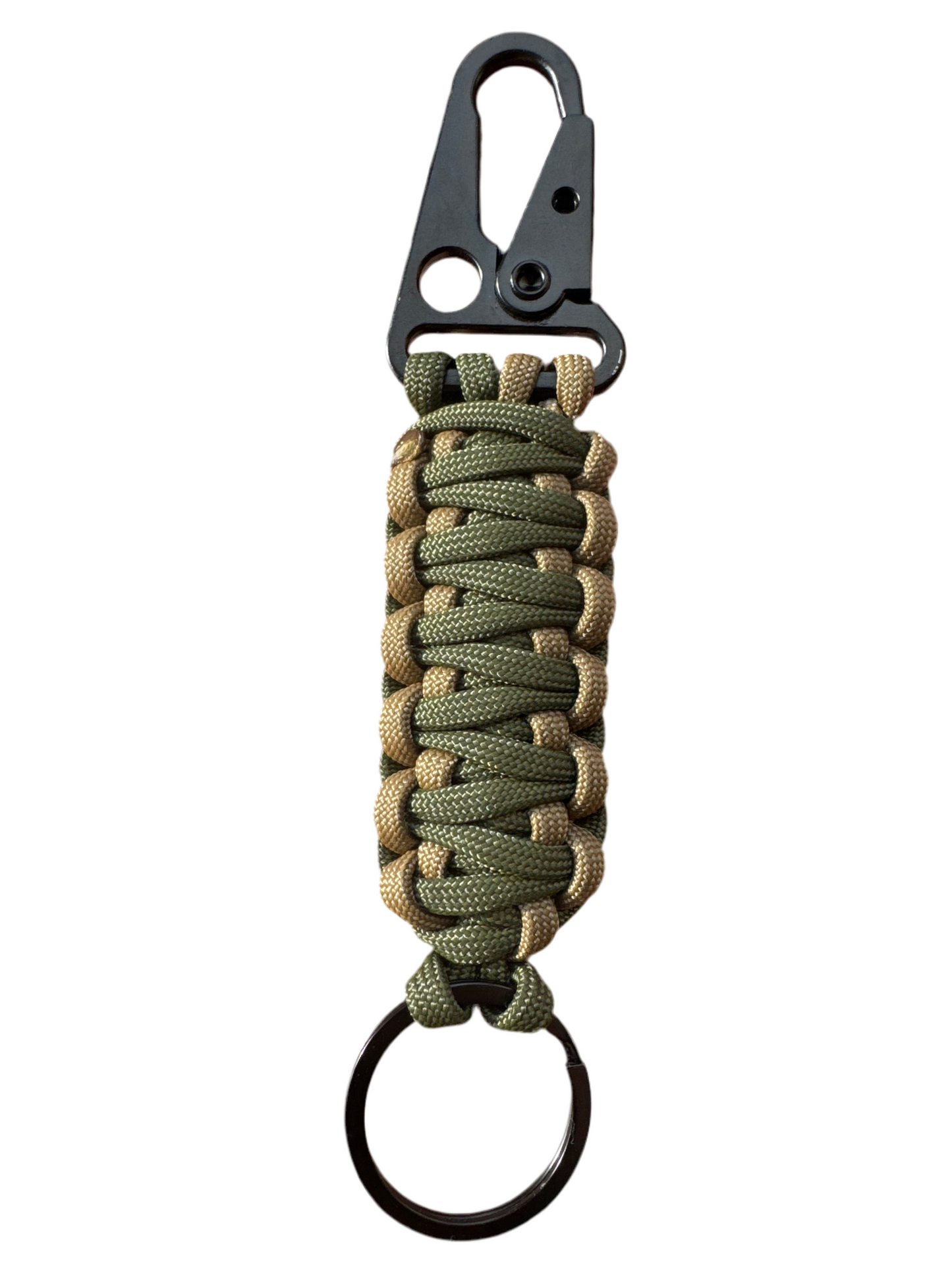 Llavero Paracord beige/verde militar con Mosquetón