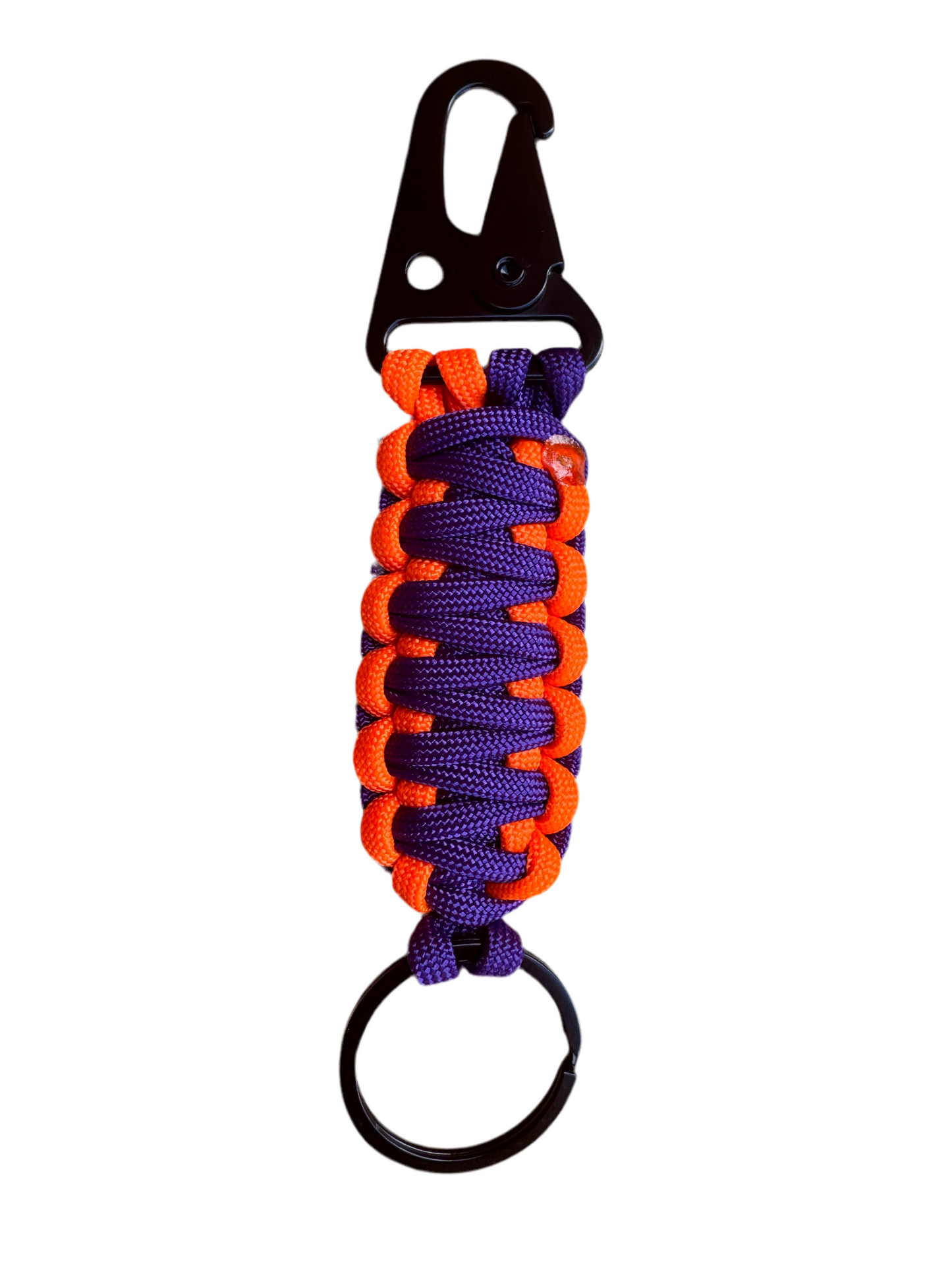 Llavero Paracord Naranja Neón/Morado con Mosquetón