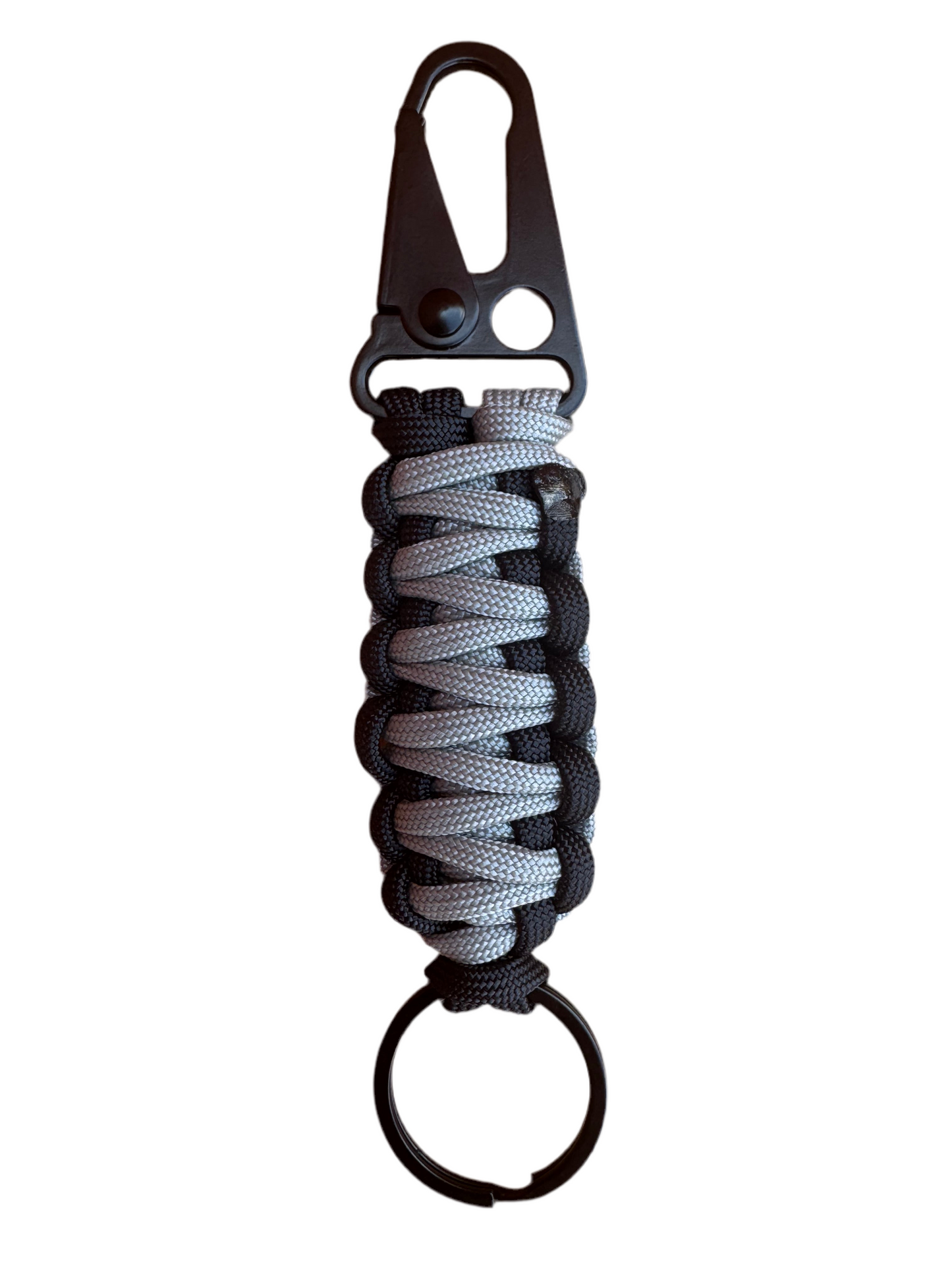 Llavero Paracord Gris/Negro con Mosquetón