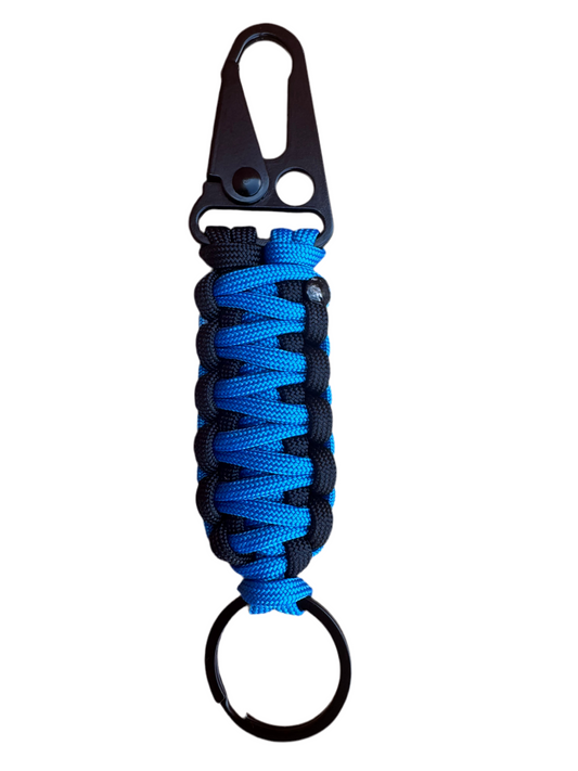 Llavero Paracord Negro/Azul con Mosquetón