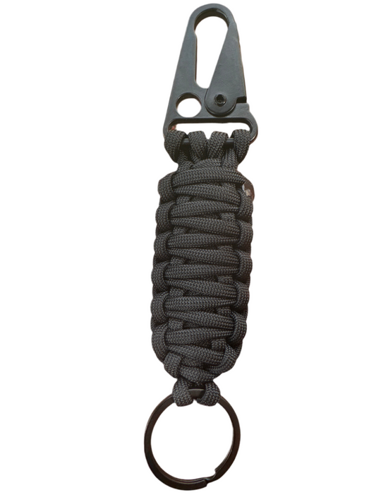Llavero Paracord Negro con Mosquetón