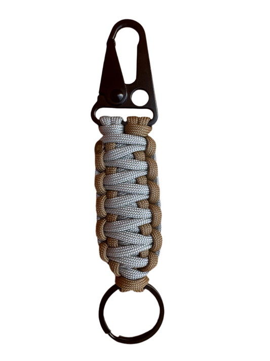 Llavero Paracord Gris/Beige con Mosquetón
