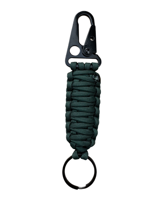 Llavero Paracord verde oscuro con Mosquetón