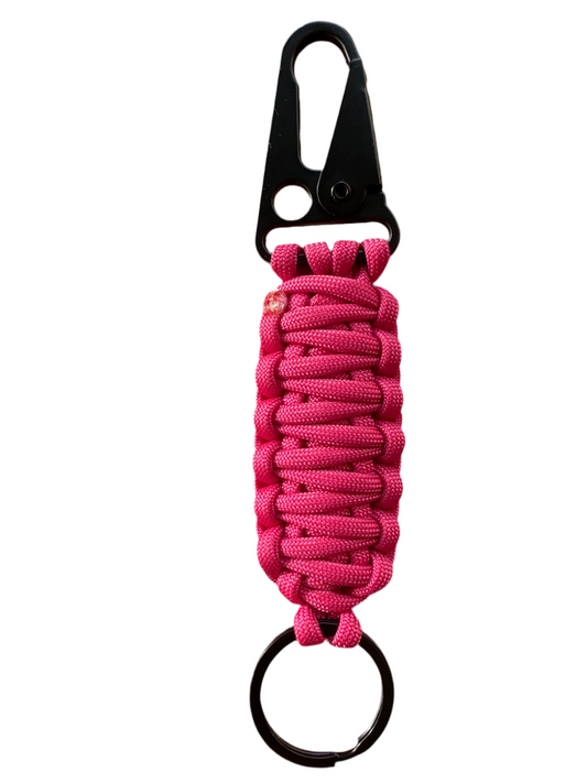 Llavero Paracord rosa con Mosquetón