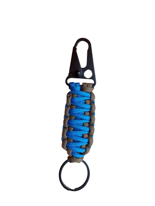 Llavero Paracord Beige/Azul con Mosquetón