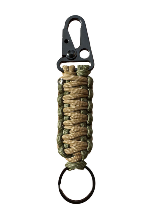 Llavero Paracord beige/verde militar con Mosquetón