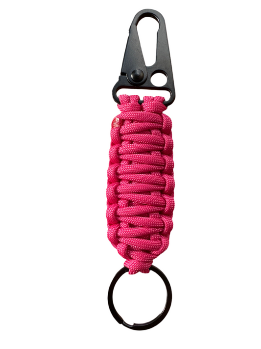 Llavero Paracord rosa con Mosquetón