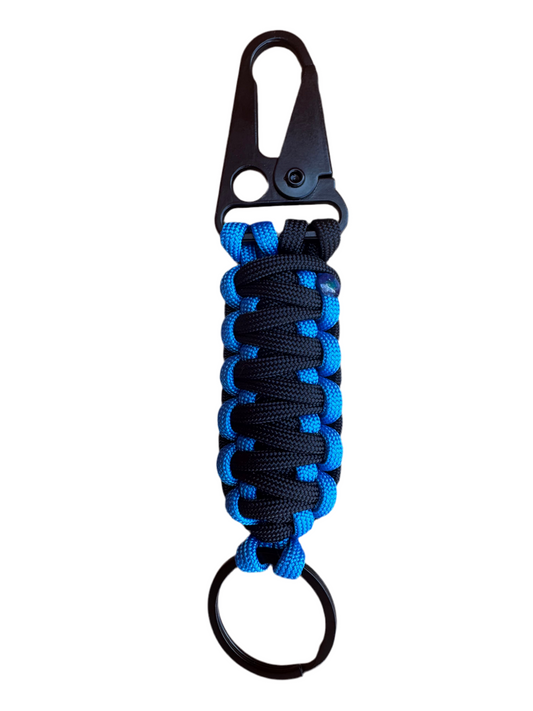 Llavero Paracord Negro/Azul con Mosquetón