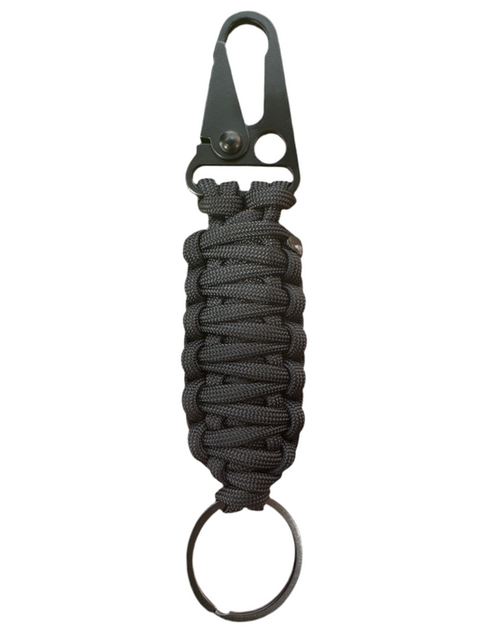 Llavero Paracord Negro con Mosquetón