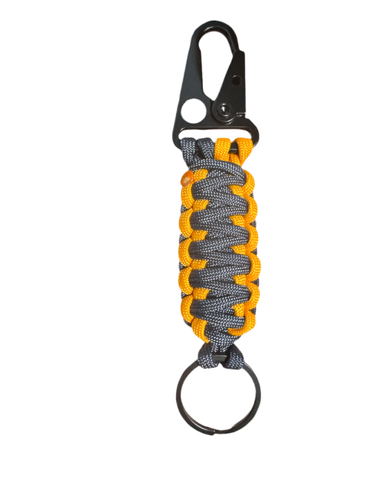 Llavero Paracord amarillo/azul marino con Mosquetón
