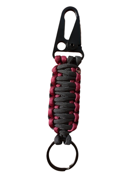 Llavero Paracord negro/granate con Mosquetón