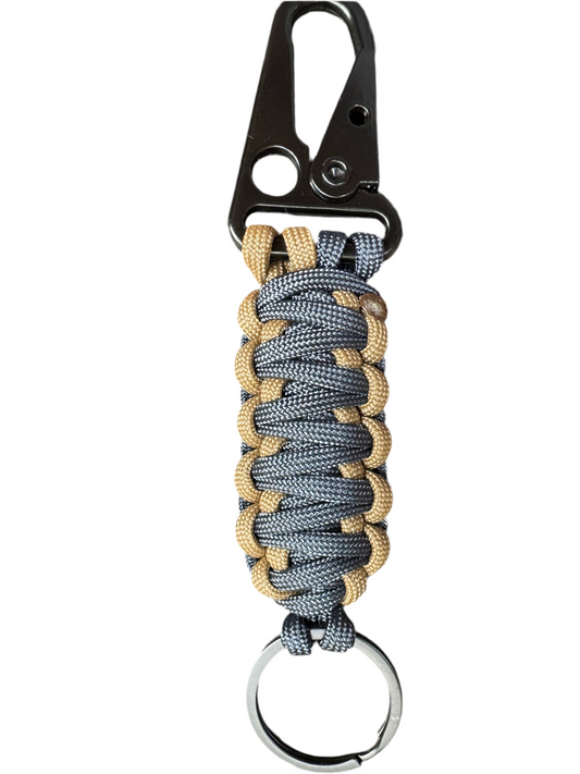 Llavero Paracord Azul Marino/Beige con Mosquetón