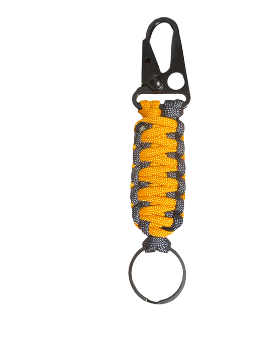 Llavero Paracord amarillo/azul marino con Mosquetón