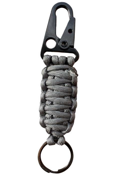 Llavero Paracord Gris Oxford con Mosquetón