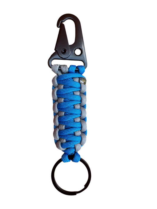Llavero Paracord Gris/Azul con Mosquetón