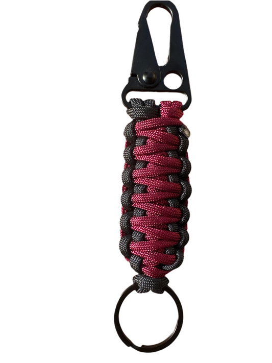 Llavero Paracord negro/granate con Mosquetón