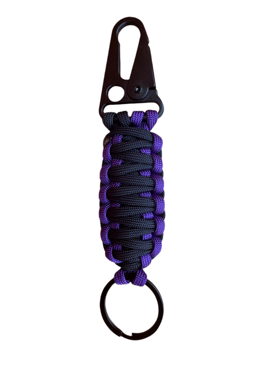 Llavero Paracord Negro/Morado con Mosquetón