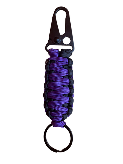 Llavero Paracord Negro/Morado con Mosquetón