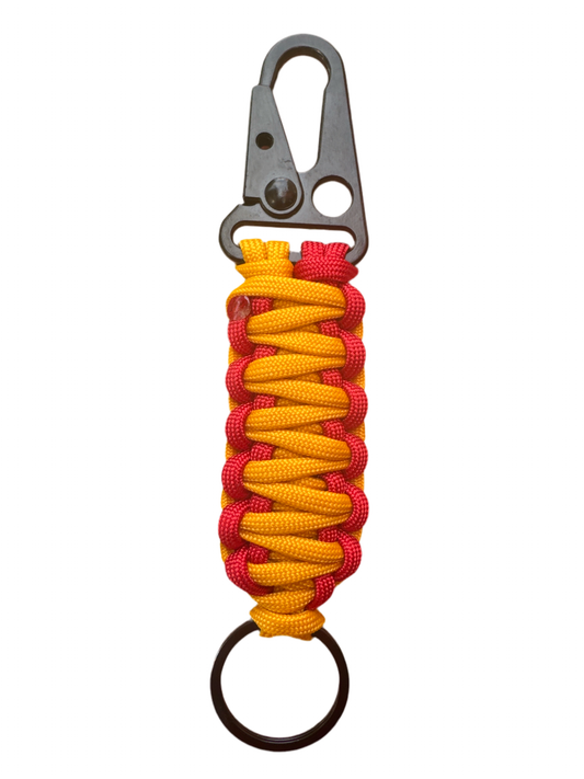 Llavero Paracord amarillo/rojo con mosquetón
