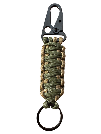 Llavero Paracord beige/verde militar con Mosquetón