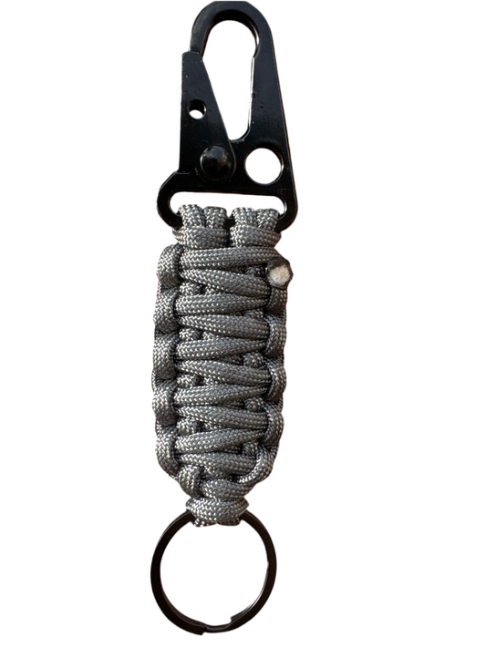 Llavero Paracord Gris Oxford con Mosquetón